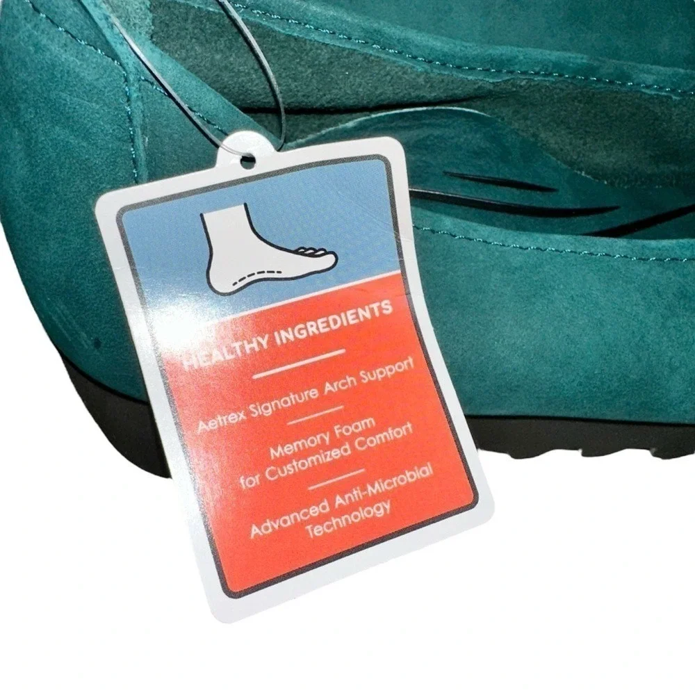 Aetrex‎ Brianna Ballet Flat Dark Teal Suede Shoe Women's Size 7.5